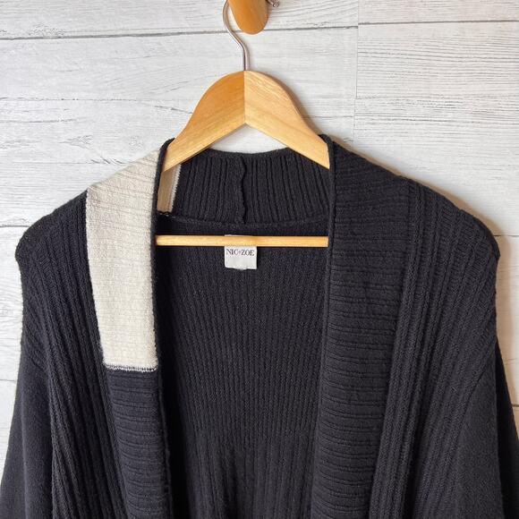 Nic + Zoe Sweater Womens Size XXL Black Onyx Cozy Up Twirl Open Front Cardigan - Picture 8 of 16